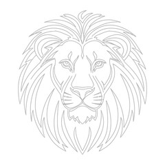 Naklejka premium Lion head silhouette outline vector illustration with silhouette wildlife predator monochrome minimalist illustration