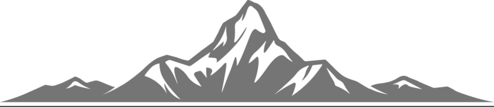 Ama Dablam mountain silhouette vector, detailed alpine peak with snow ridge accents, clean modern design