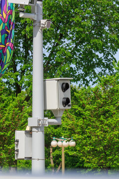 Automated Speed and Red Light Enforcement Camera on City Street