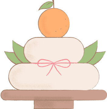 Three layered kagami mochi