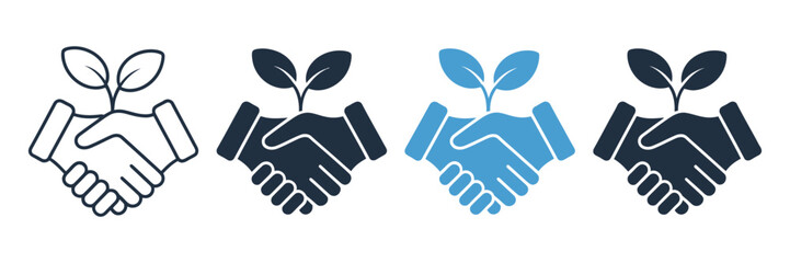 Obraz premium Handshake Icon Set Multiple Style Collection, Business Partnership and Agreement Symbols in Flat, Line, and Solid Styles, Collaboration, Deal, Trust, and Networking Vector Illustration Pack