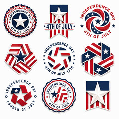 Fototapeta premium Patriotic american badges and emblems for independence day celebrations