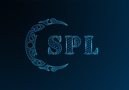 Low poly letter logo SPL design. SPL letter logo low poly vector design on blue color gradient background. SPL logo low poly design