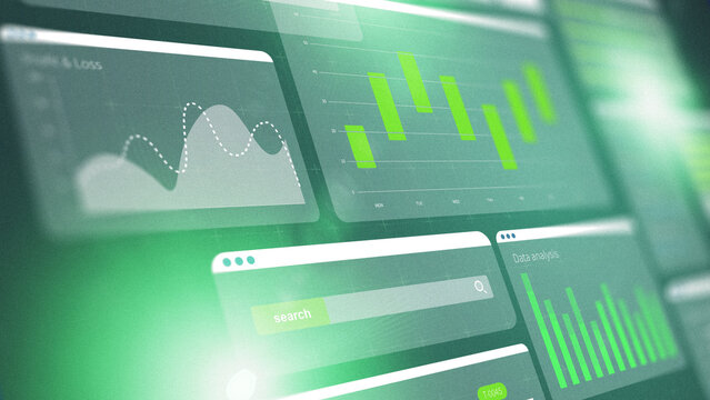 Digital business chart showing data trends and analysis for online performance review
