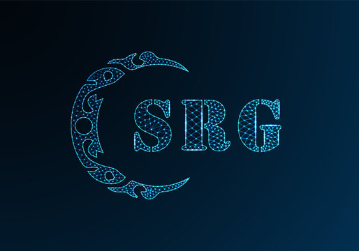 Low poly letter logo SRG design. SRG letter logo low poly vector design on blue color gradient background. SRG logo low poly design