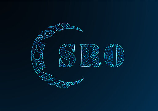 Low poly letter logo SRO design. SRO letter logo low poly vector design on blue color gradient background. SRO logo low poly design