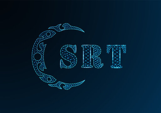Low poly letter logo SRT design. SRT letter logo low poly vector design on blue color gradient background. SRT logo low poly design