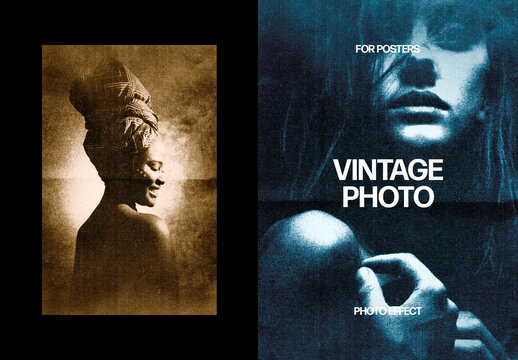 Vintage Photo Effect &ndash; Printer for Poster & Social Media (PSD)