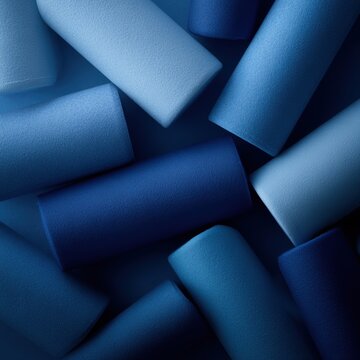blue salbutamol asthma inhalers piled together, respiratory treatment and chronic disease management concept