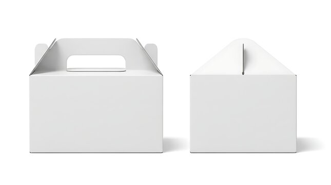 Blank White Takeaway Cake Box Mockup with Handle Isolated on White Background with Clipping Path