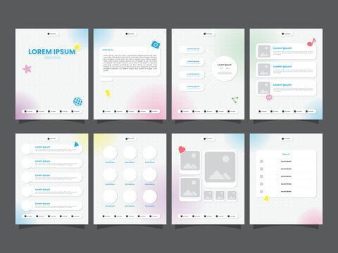 Connected carousel social media post vector template modern minimalist style clean white with pastel gradation