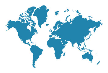 Fototapeta premium Blue World Map Vector Illustration