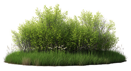 Fototapeta premium Green bushes and grass on a lawn PNG isolated on transparent background