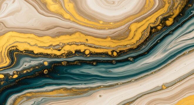 Elegant Beige and Teal Geological Fluid Art Flow
