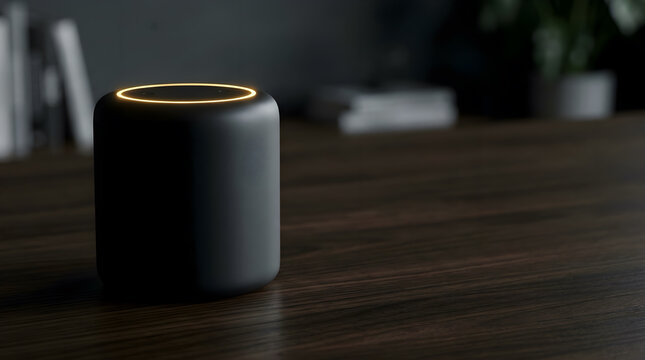 Matte Black Smart Speaker with Gold Light &ndash; Dark Luxury Tech