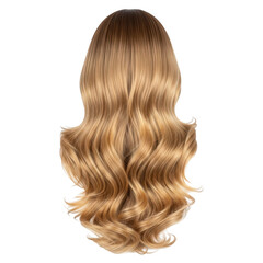 Naklejka premium Long wavy light brown hair wig for women isolated on transparent background