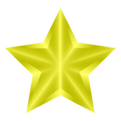 Obraz premium A golden five-pointed star with an iridescent surface. Golden highlights. Linear gradient. White background.