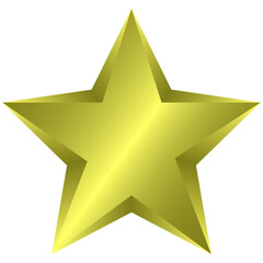Obraz premium A golden five-pointed star with a smooth, shiny surface. Gold highlights. Linear gradient. White background.