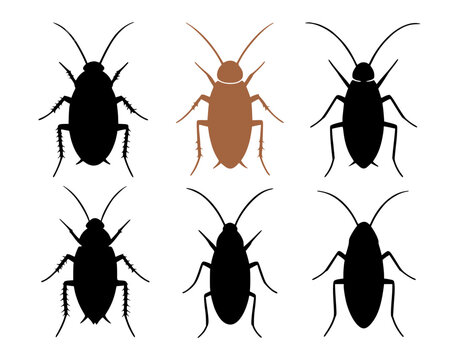 Cockroach icon set minimalist in silhouette design
