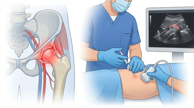 Ultrasound-guided hip injection procedure for pain relief and treatment