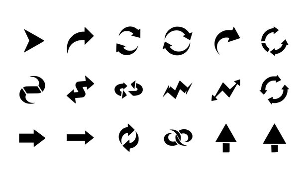 Arrow Icon Set with Direction Navigation Refresh Sync Loop and Rotation Symbols for User Interface Design Apps Websites and Digital Controls