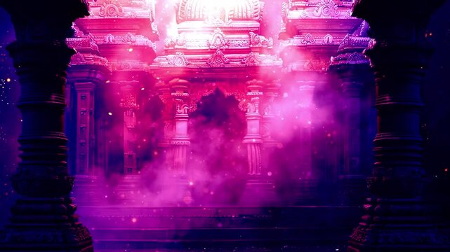 Mystical Ancient Indian Temple with Dynamic Color Shifting