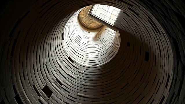 squinch. Interior of a round stone tower, corner where masonry walls curve inward to support the ceiling. real-estate listings.