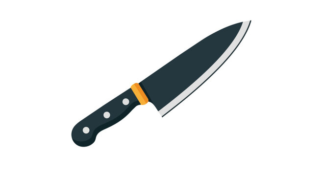Professional Chef Kitchen Knife Vector Illustration, Isolated Sharp Steel Blade for Cooking and Food Preparation Tool