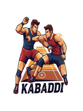 Two players competing in kabaddi action