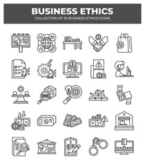 Fototapeta premium Collection of 25 Business Ethics Icons: A Guide to Corporate Social Responsibility