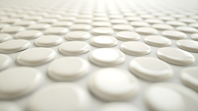 Rows of white circular objects creating a soothing geometric pattern