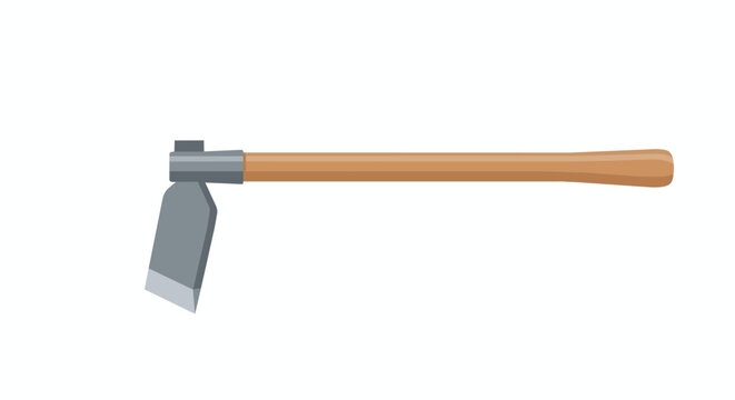 Professional Woodworking Adze and Gardening Hoe Tool Vector Illustration Isolated on White
