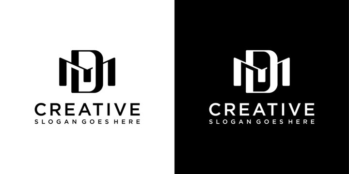 MD or DM initial letter logo design vector concept