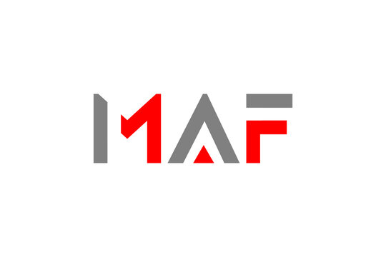 Modern MAF Logo Design: Minimalist Red and Grey Geometric Typography for Corporate Brand Identity