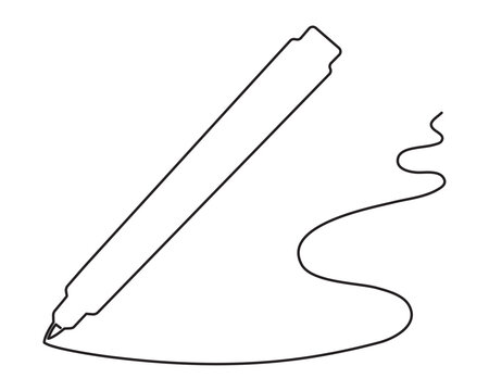 
Marker drawing abstract line writing pencil curved scribble shape, hand drawn continuous contour outline drawing. Editable stroke. Isolated. Vector illustration