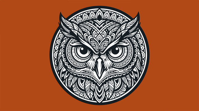 Intricate Mandala Owl Portrait Circular Illustration.
