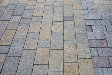 Brown tile floor walkway. Tiled courtyard © Bowonpat