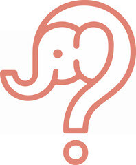 Fototapeta premium Minimalist outline icon of an elephant integrated with a question mark symbol.
