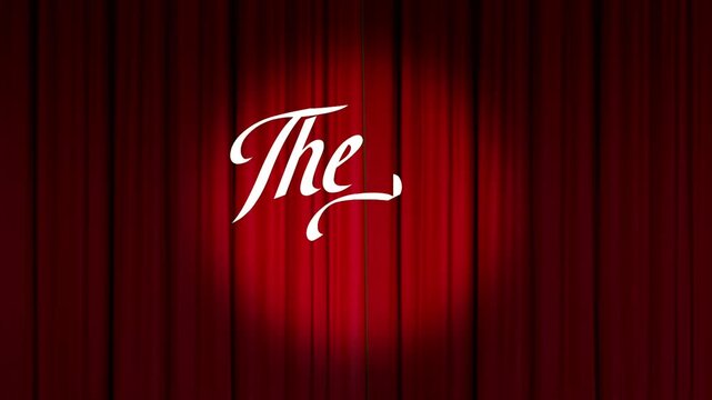 Horizontal animated elegant red theater curtain closing over green screen background with The End text lettering and cinematic spotlight, perfect for film transitions and dramatic video endings.