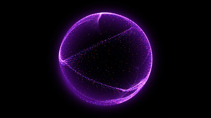 Dark Glowing Energy Orb. Particles 3D Sphere with Fluid Patterns. Vector Illustration. Abstract Technology Concept, Artificial Intelligence AI, Engineering, Big Data Concept. © ec0de