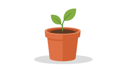 Obraz premium Small Green Sprout Growing in Terracotta Clay Pot Vector Illustration for Gardening and Nature Concept