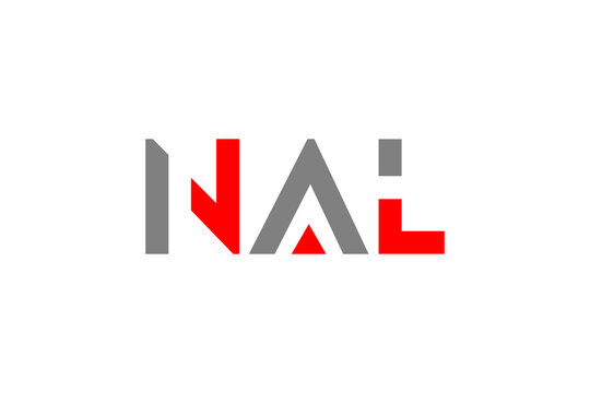 NAL Modern Monogram Logo: Elite Red and Grey Stylized Geometric Lettermark for Global Tech Branding
