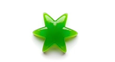 Obraz premium Green Five-Pointed Plastic Star Ornament with Glossy Translucent Finish.