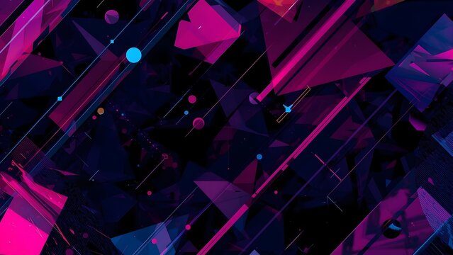 Chaotic Neon Polygon Abstract Space Composition