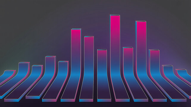 Dynamic soundscape visualization: A vibrant 3D rendering of audio bars creates a captivating visual representation of sound waves in motion, enhanced with a futuristic gradient effect.