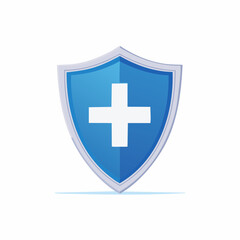 Fototapeta premium Blue Shield with White Cross Symbol