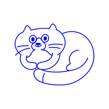 Vector logo design template and graphic element for advertising, branding, posters and banners, funny cartoon cat  illustration with smiling character and mascot