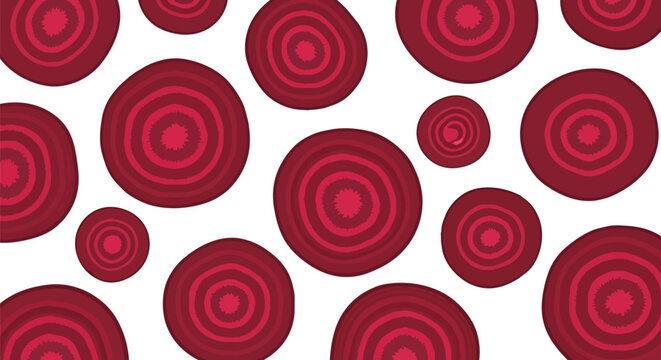 Flat Vector Illustration of Fresh Red Beetroot Slices with Organic Rings Pattern on White Background