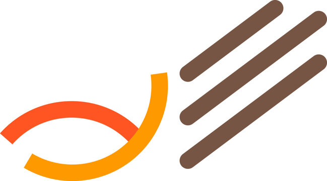Minimalist abstract geometric logo design featuring orange curved lines and brown diagonal parallel bars illustration