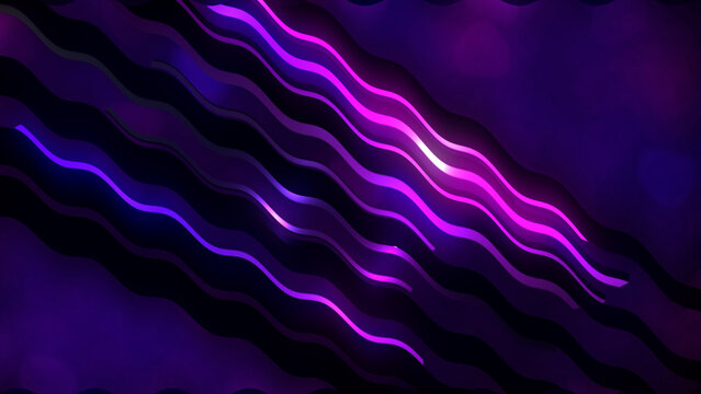 Abstract Wavy Neon Lines Background with Purple and Blue Glow, neon banner